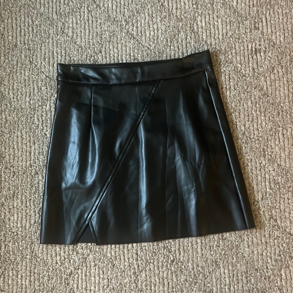 Black faux leather skirt